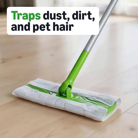 Amazon Basics Dry Sweeping Cloths for Floor Cleaning, Pet Hair, Dust, Dirt, Multi-Surface, Disposable, Fits Swiffer Sweeper Mop Heads, 64 Count, Packaging May Vary
