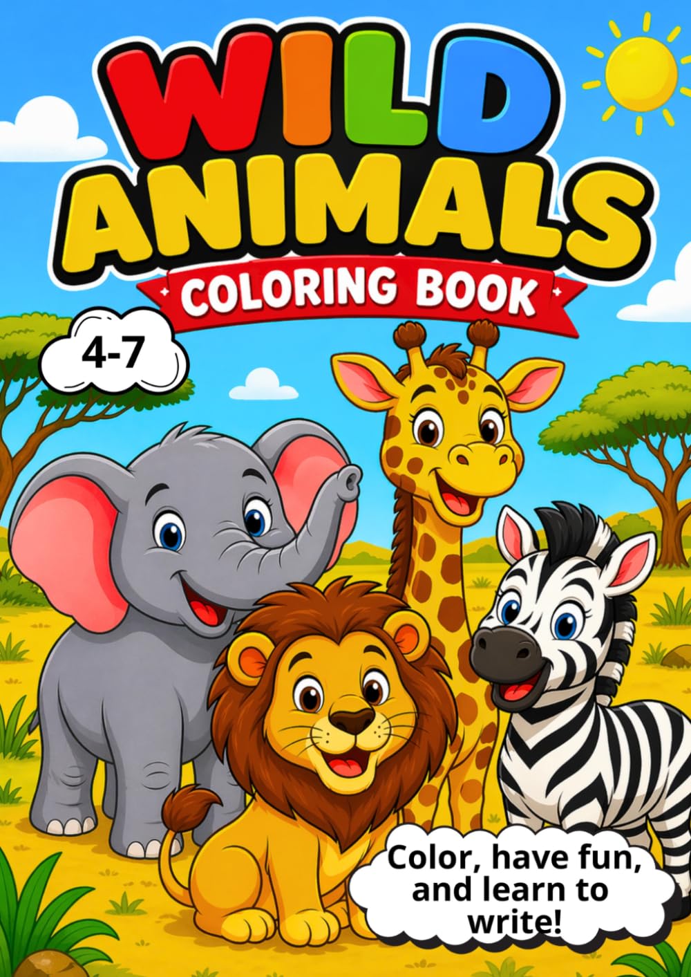 Coloring Book for kids: Wild Animals (Color with me)