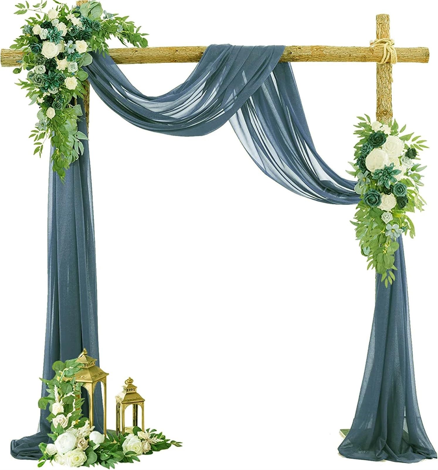 Tissu pour draper les arcs de mariage en mousseline de soie bleu gris de haute qualité
