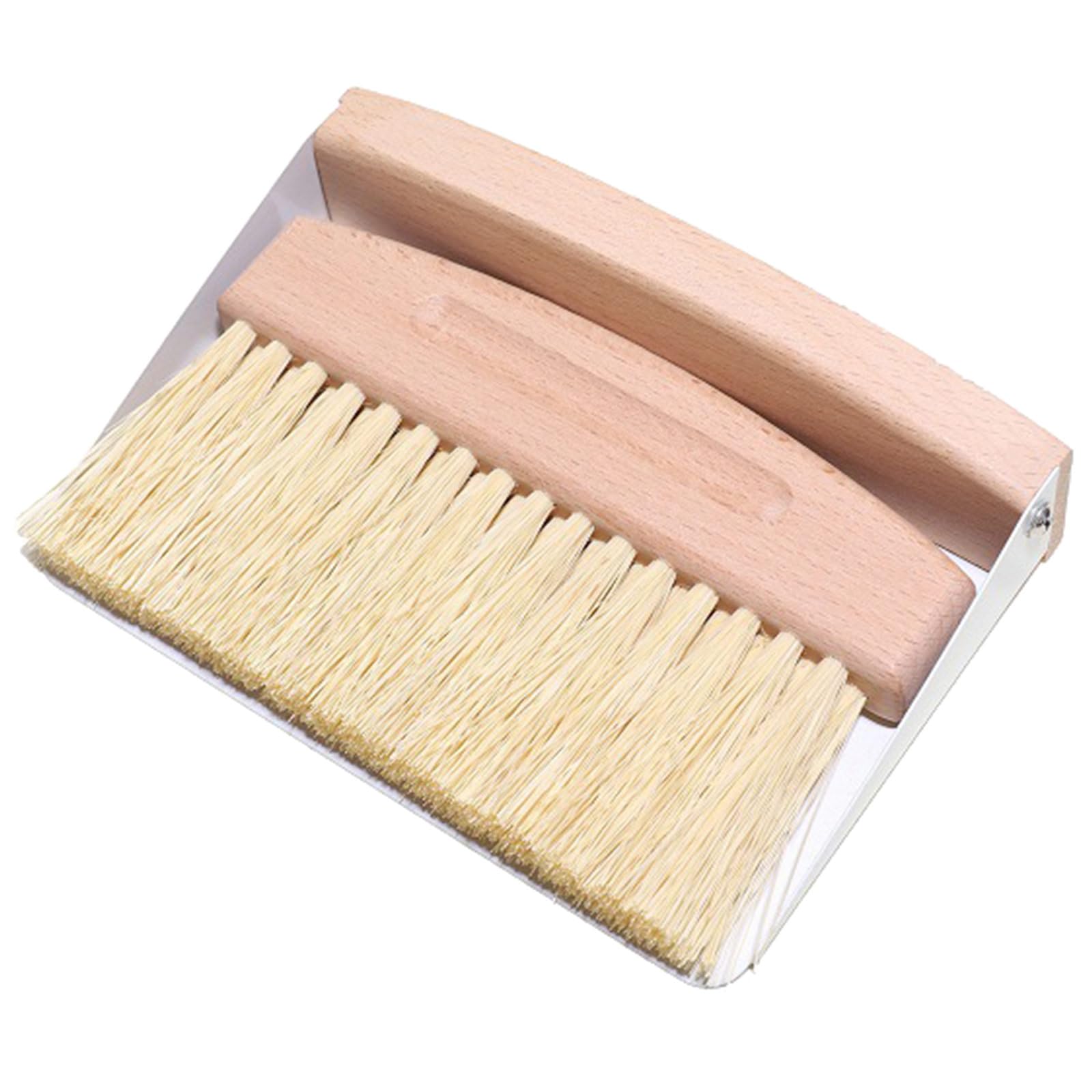 MHADBKH Beechwood Hand Broom and Dustpan for Easy Surfaces and Floor Maintenance Comfortable Grip Brush Beechwood Texture Small Dustpan Set