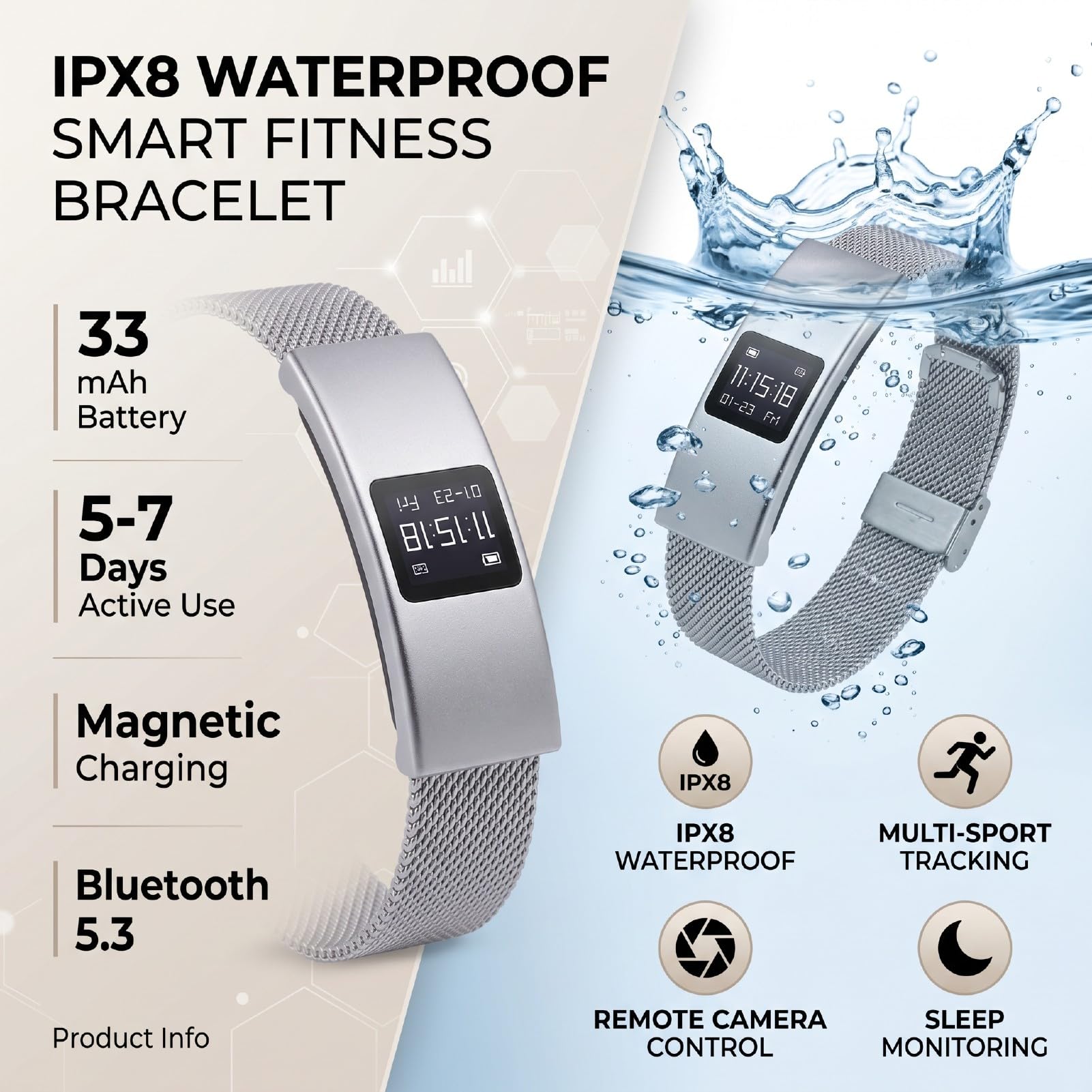 Sxhlseller Bracciale Intelligente per Donna Uomo, Monitoraggio della Salute, Molteplici modalità Sportive
