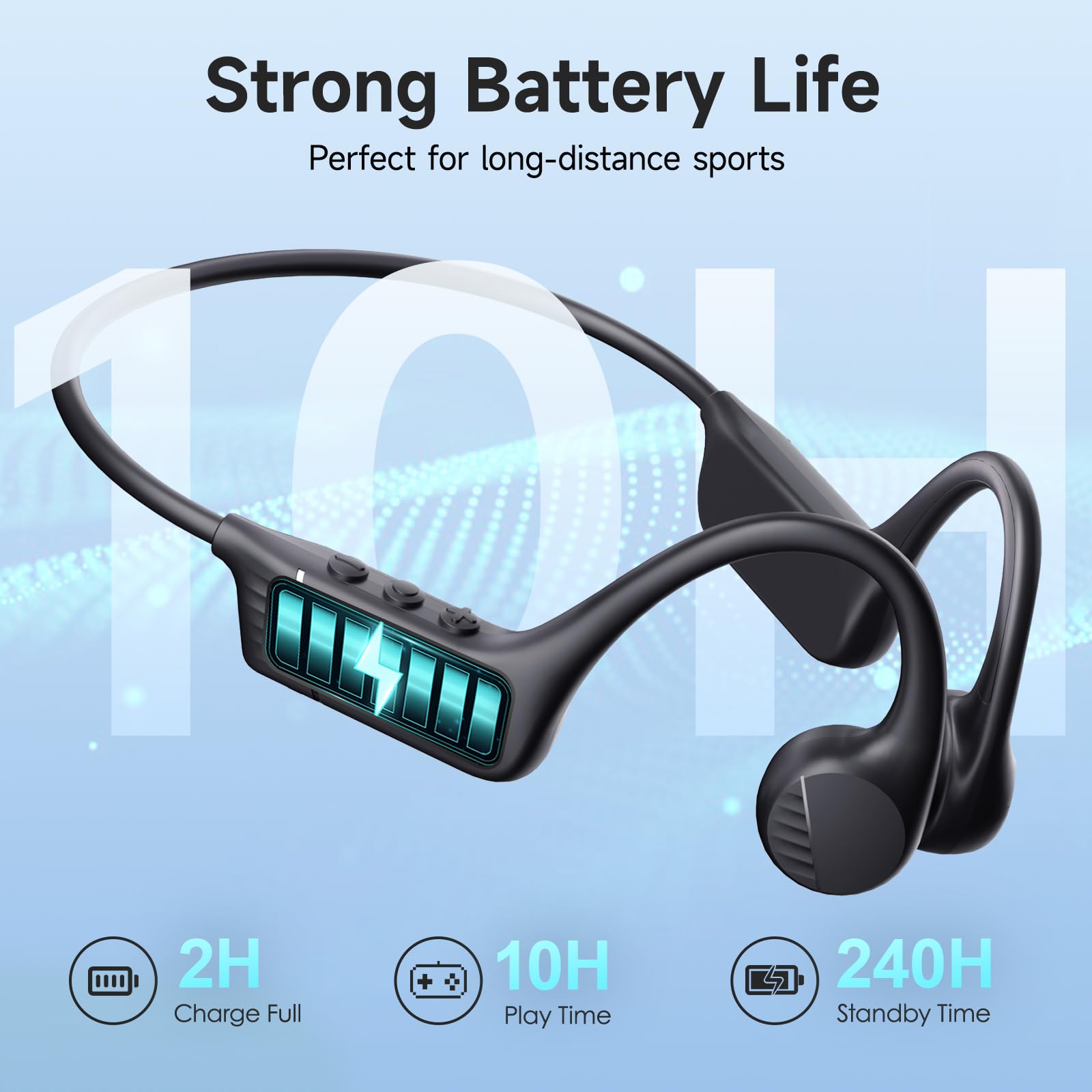 IFECCO Cuffie Conduzione Ossea Wireless 6.0 – IPX67 Impermeabili Auricolari a Conduzione Ossea con Microfono, Cuffie Sportive Senza Fili per Ciclismo, Corsa e Allenamento