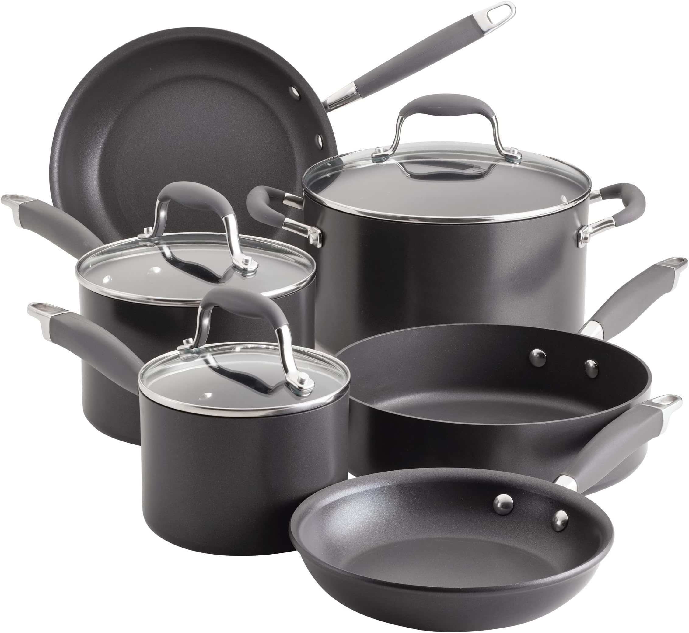 Advanced Home Hard Anodized Nonstick Cookware/Pots and Pans Set, 9 Piece - Moonstone