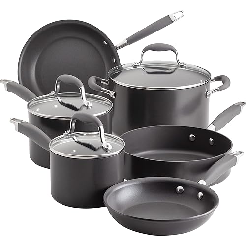 Anolon Advanced Home Hard Anodized Nonstick Cookware/Pots and Pans Set, 9 Piece - Moonstone
