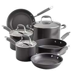 Anolon Advanced Home Hard Anodized Nonstick Cookware Pots and Pans Set 9 Piece - Moonstone