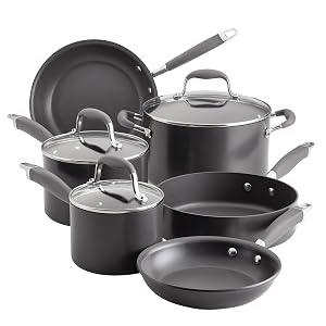 Anolon Advanced Home Hard Anodized Nonstick Cookware Pots and Pans Set 9 Piece - Moonstone