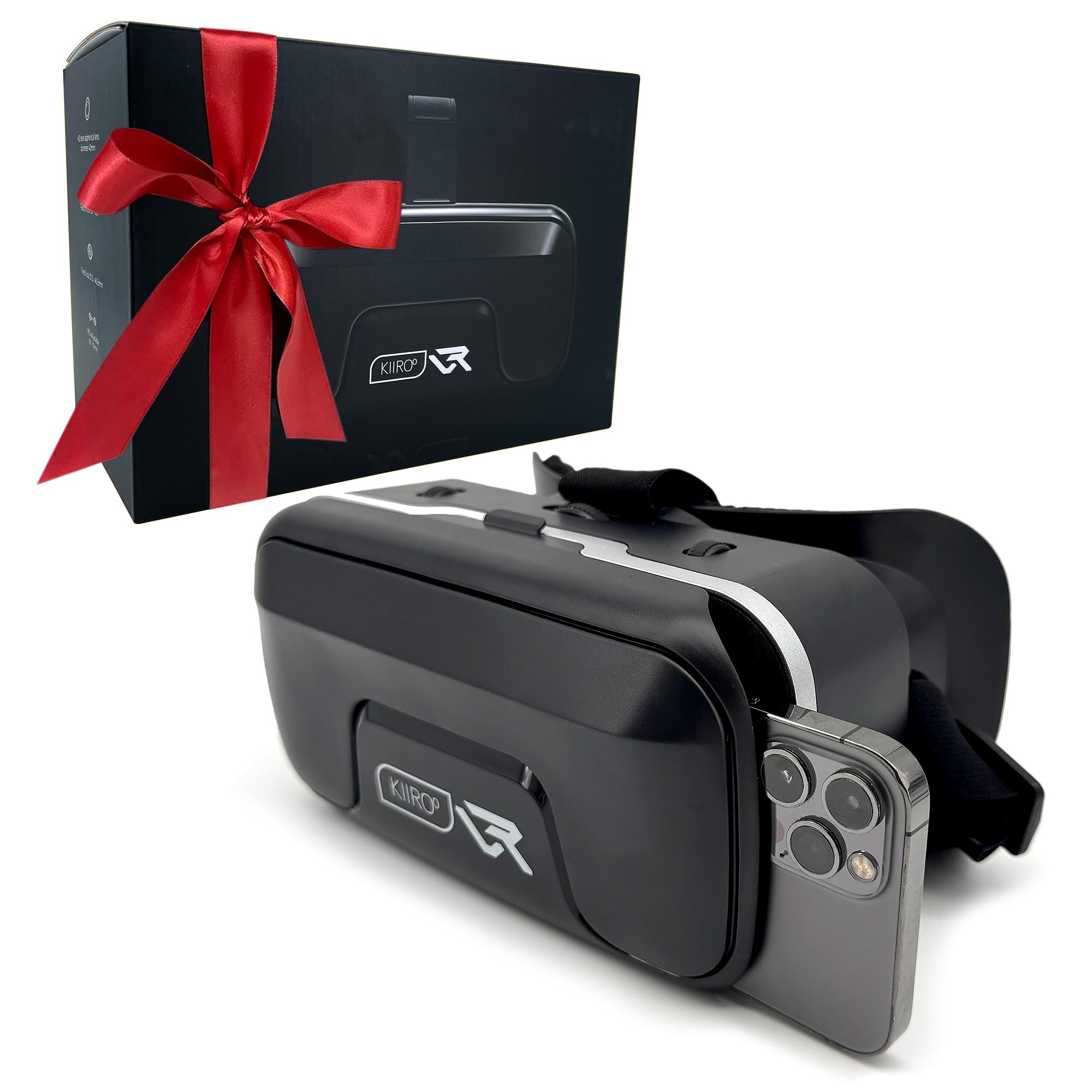 KIIROO Casque VR pour Téléphone – Réalité Virtuelle Mobile iPhone, Android & Windows, 40mm HD Lentilles, IPD & Focale Réglables, Confortable et Compatible Lunettes | Casque Réalité Virtuelle
