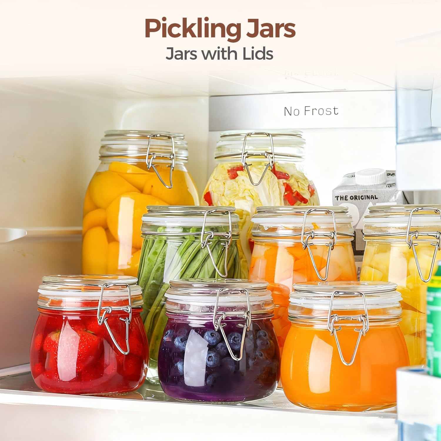 ComSaf Airtight Glass Jars with Lids 17oz Small Food Storage Container Set of 6 - Airtight Canister with Clear Preserving Seal Wire Clip Fastening for Kitchen Canning Pickling Mason jars - Image 5