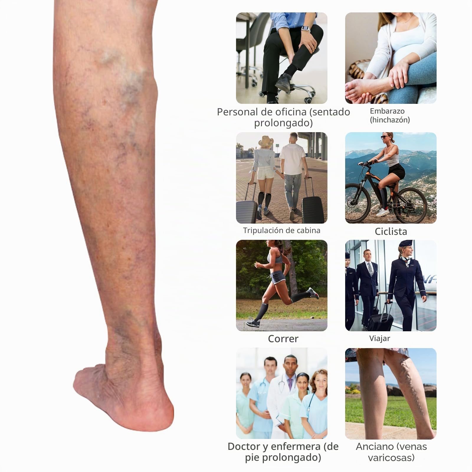 Medias de Compresion, Calcetines de compresión Mujer y Hombre 18 mmHg para Running,Ciclismo, Deporte, Trotar, Correr, Volar, Viajar