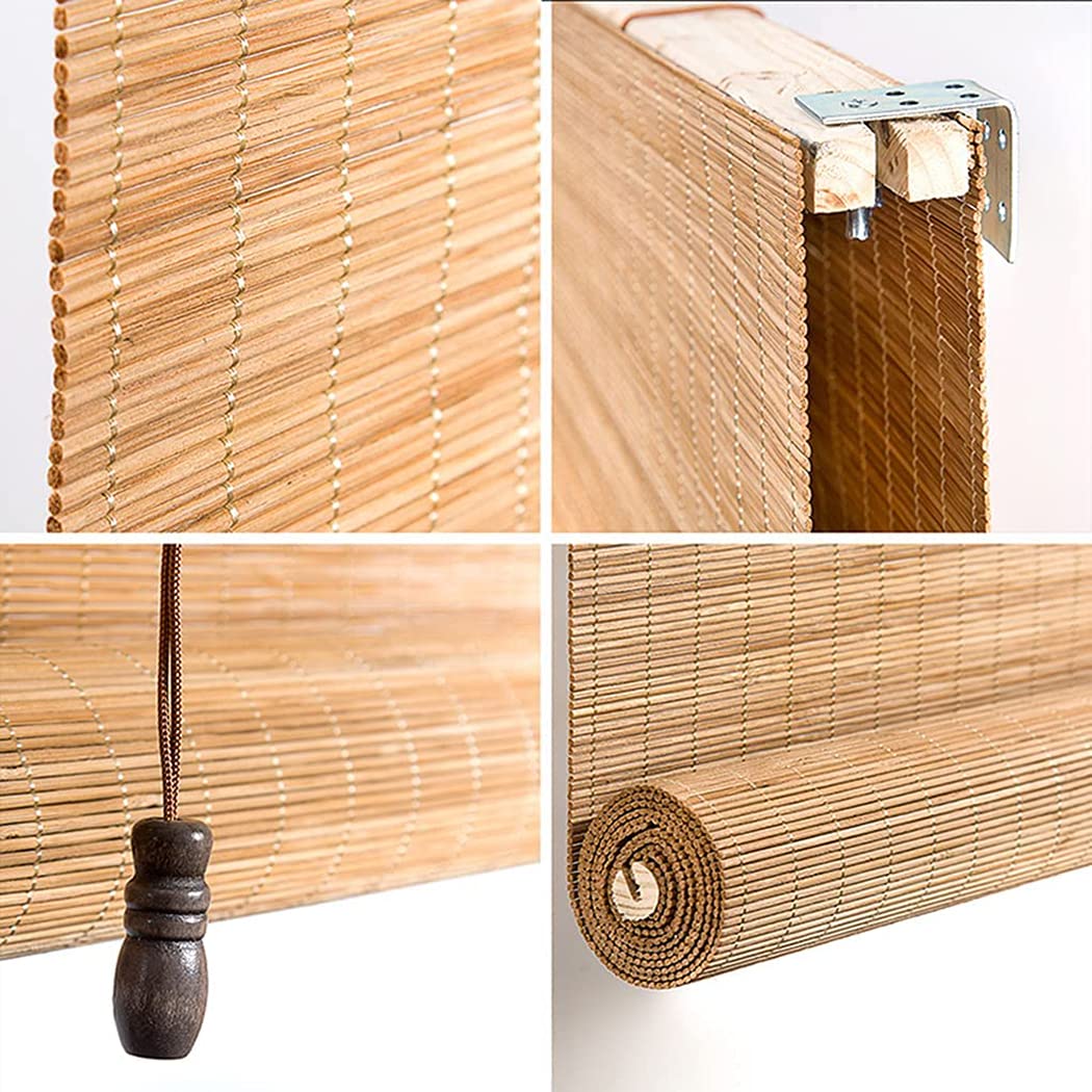 Store Enrouleur en Bambou Taux de Shading 65% Stores À Rouleaux Romains Rideau filtrant la lumière Stores Venitien Volets Protection de la Vie privée (100 x 240 cm)