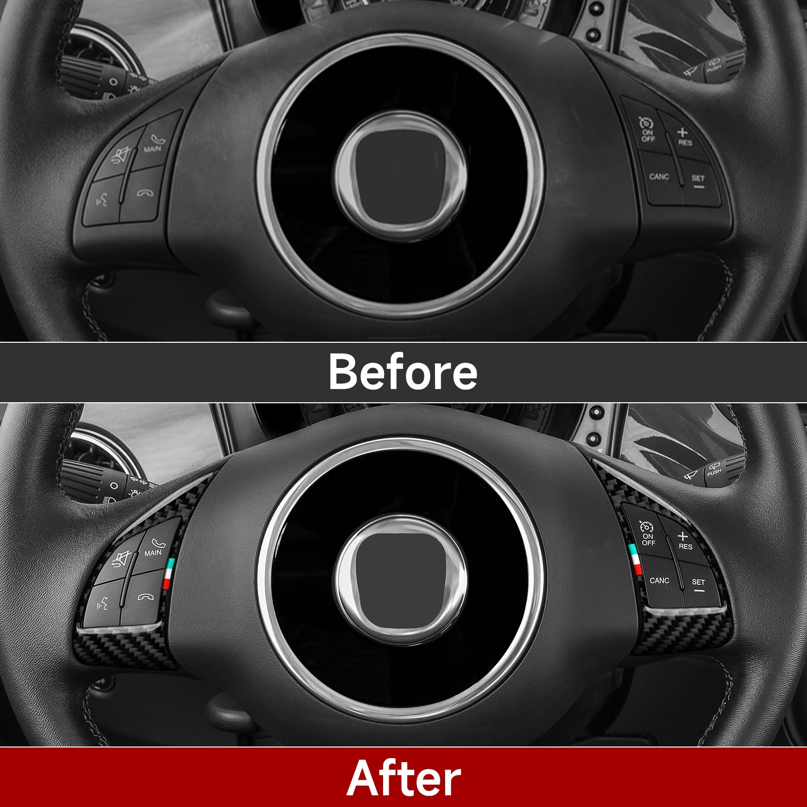 2 Pezzi Coprisedile Auto Adesivi per Volante in Fibra di Carbonio Compatibili con FIAT 500/500C (2007-2015)/500e (2009-2019) /Bravo/Grande Punto/Punto Evo/Punto Accessori