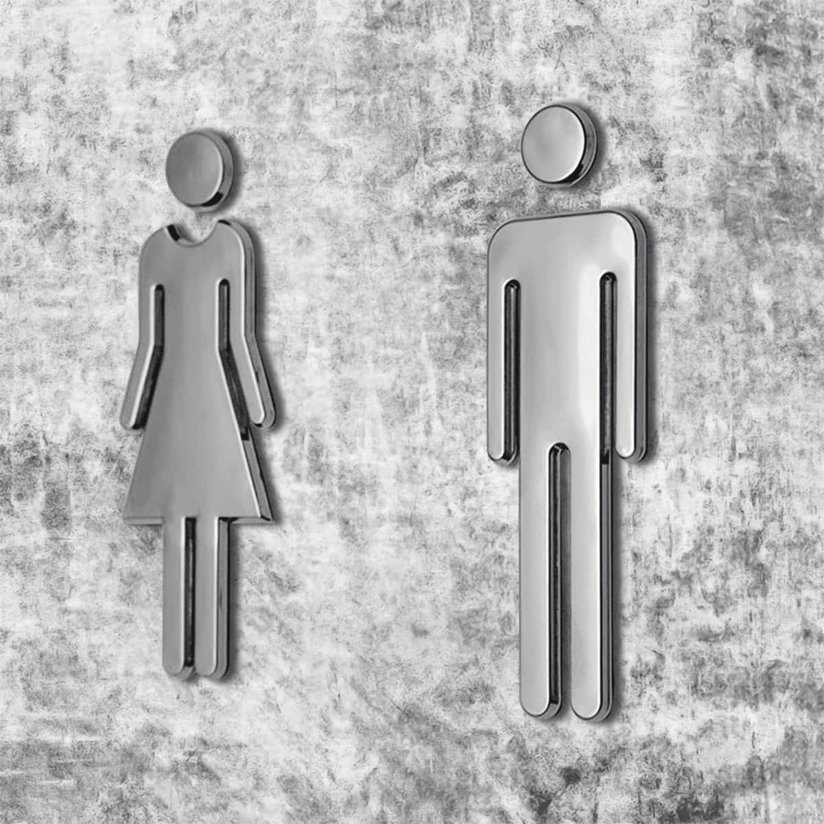 Men's and Women's Bathroom Sign Decor Figure Set, ABS Adhesive Door Washroom Toilet WC Signs Restroom Symbol Men and Women Door Sticker Figure Set, 1 Pair