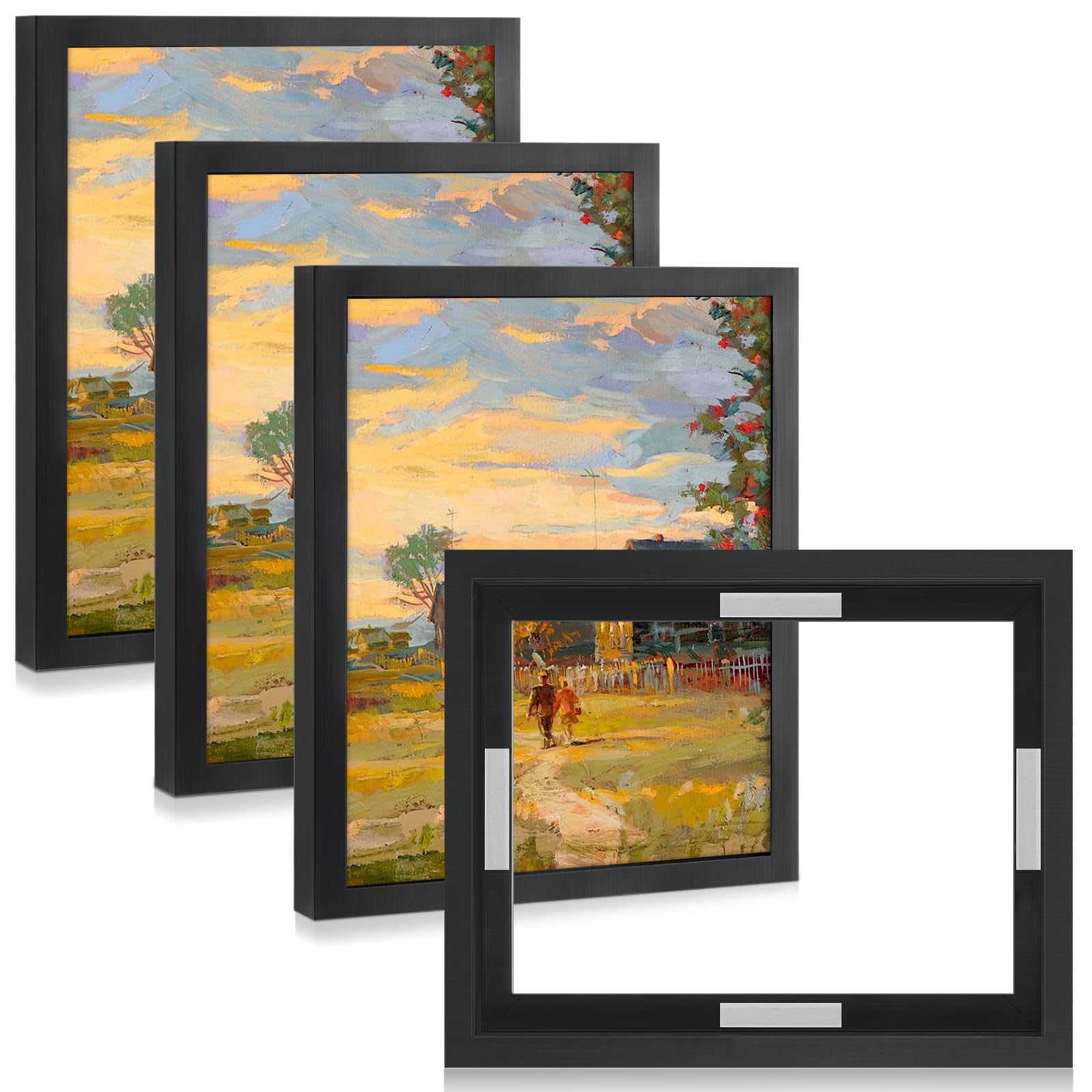Photo 1 of Qunclay 4 Pcs 9x12 Inch Black Canvas Floating Frames