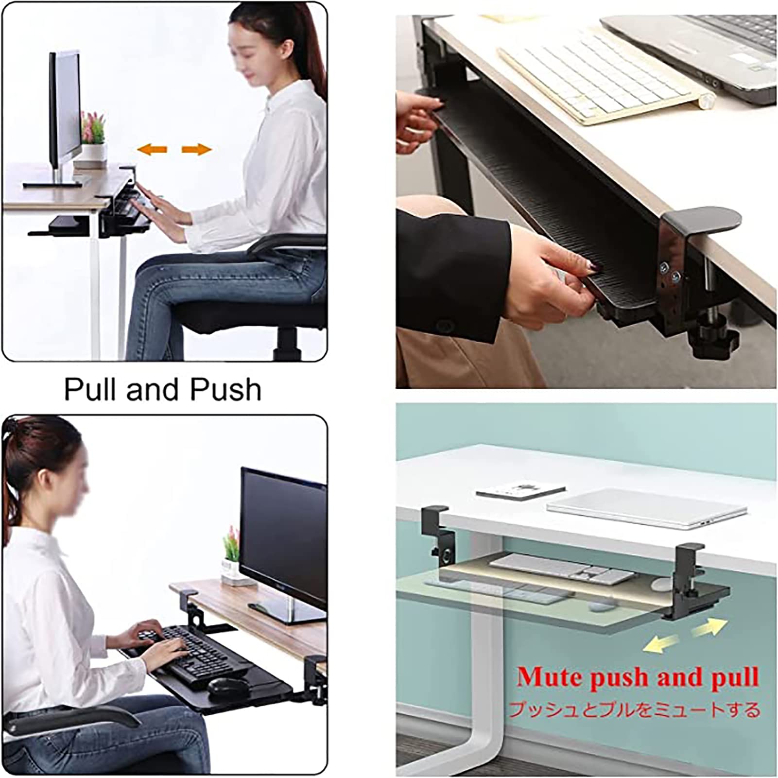 Mausablage Klemme Unter Dem Schreibtisch - Ausziehbare Ergonomische Mausplattform Schwarz
