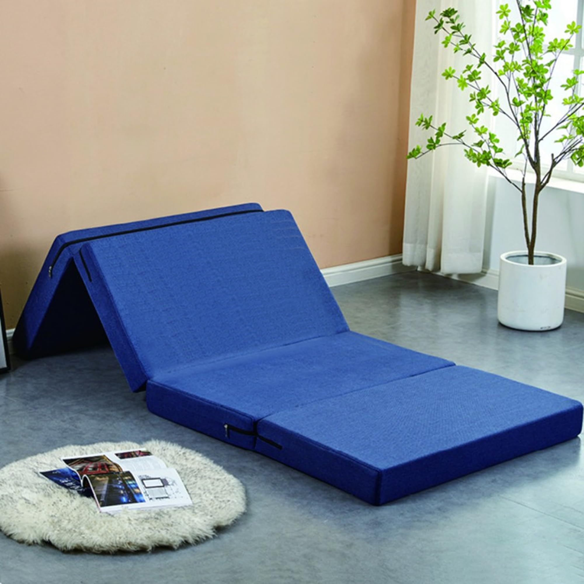 Respaldo Plegable portátil con Funda Lavable. Ideal para Invitados, Viajes, Camping, Sala de Estar, Dormitorio, sofá Cama. Ahorro de Espacio. Solución en una Caja.
