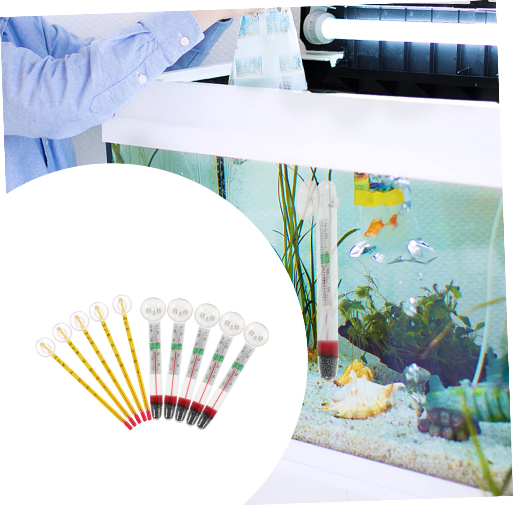 ibasenice 2 Set Termometro Per Acquari Galleggiante Acquario Profondo Accessori Per Acquari Termometro Per Pesci Temperatura Guidato Termometri Digitali Bicchiere 10 Pezzi*2