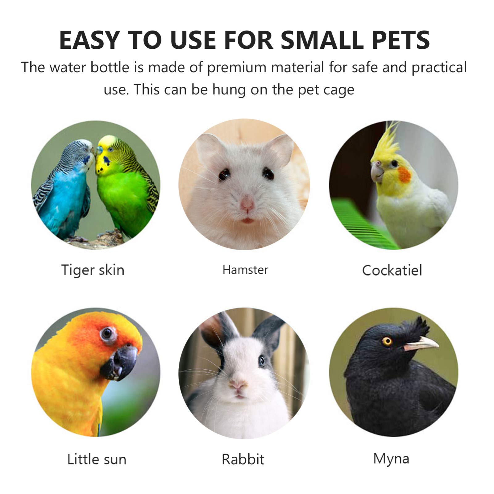 Mipcase Juego de 4 bebederos para conejos, para cachorros, cuenco automático para periquitos, cobayas, botellas de agua planas, juguetes para hurones, fuente automática de plástico de cola larga