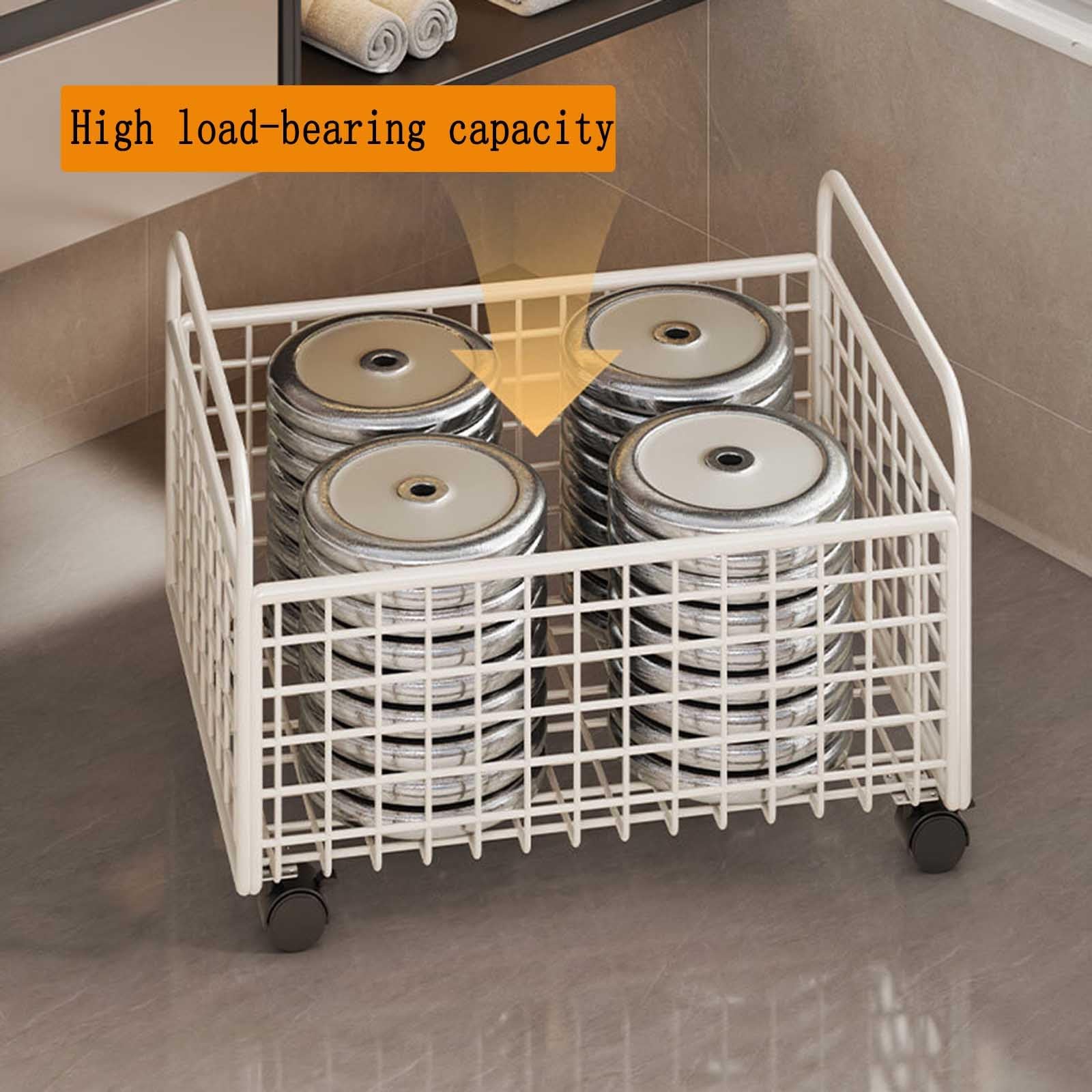 Cesta biancheria metallica bianca su ruote due manici ventilata per bagno | Cesta biancheria metallica bianca rete ruote manici bagno vestiti sporchi ventilata giocattoli(Weiß,48*30*25)