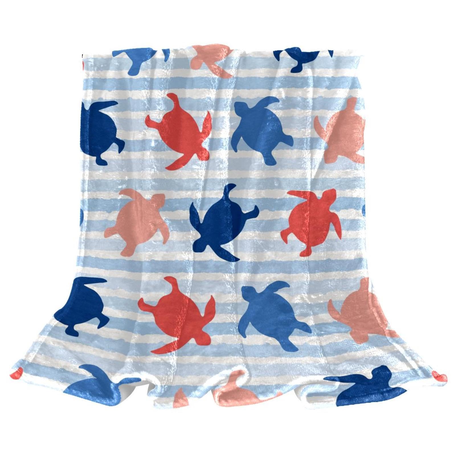 Couverture polaire tortues rayées au design raffiné pour chambre