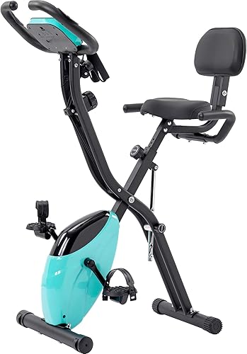 Vista 8 de Merax Bicicleta estática plegable para interiores, vertical, reclinada, para fitness, bicicleta magnética con resistencia ajustable de 16 niveles