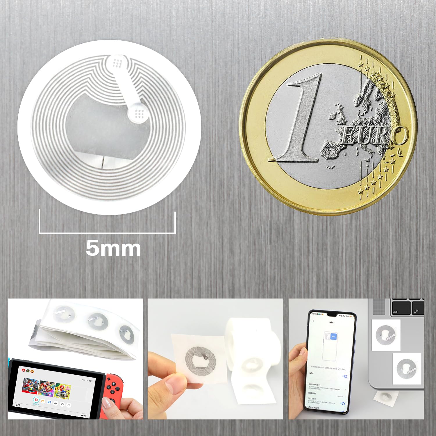 80 Stück NFC-Aufkleber 25mm – Wiederbeschreibbar, Wasserdicht, Kompatibel Mit IOS & Android, 144 Byte