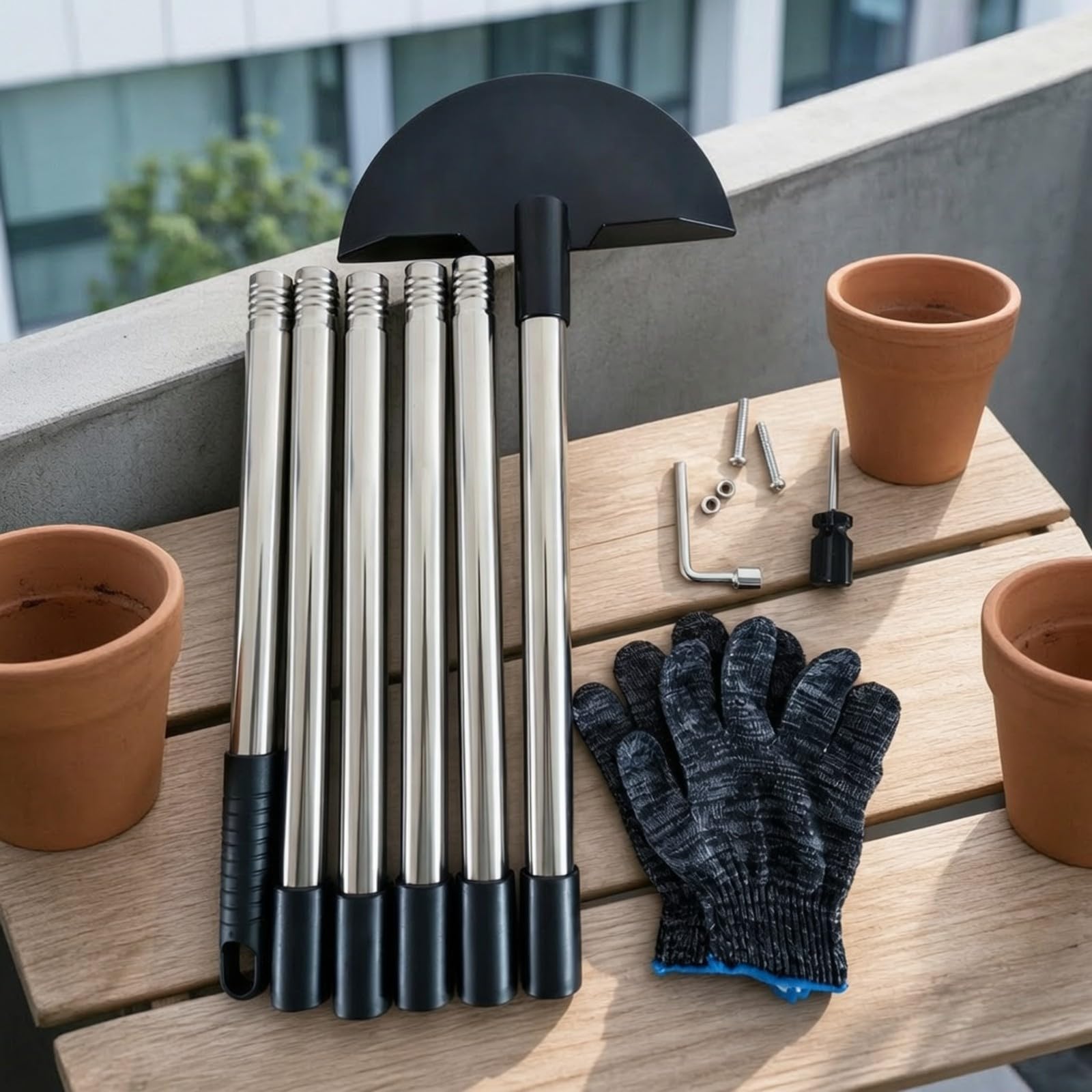 Escardillo shierbe con Mango smontable Antislizan Escardillo Hoja Curva Metal smalezadora Mano para Jardineros Aficionados , 5 Secciones