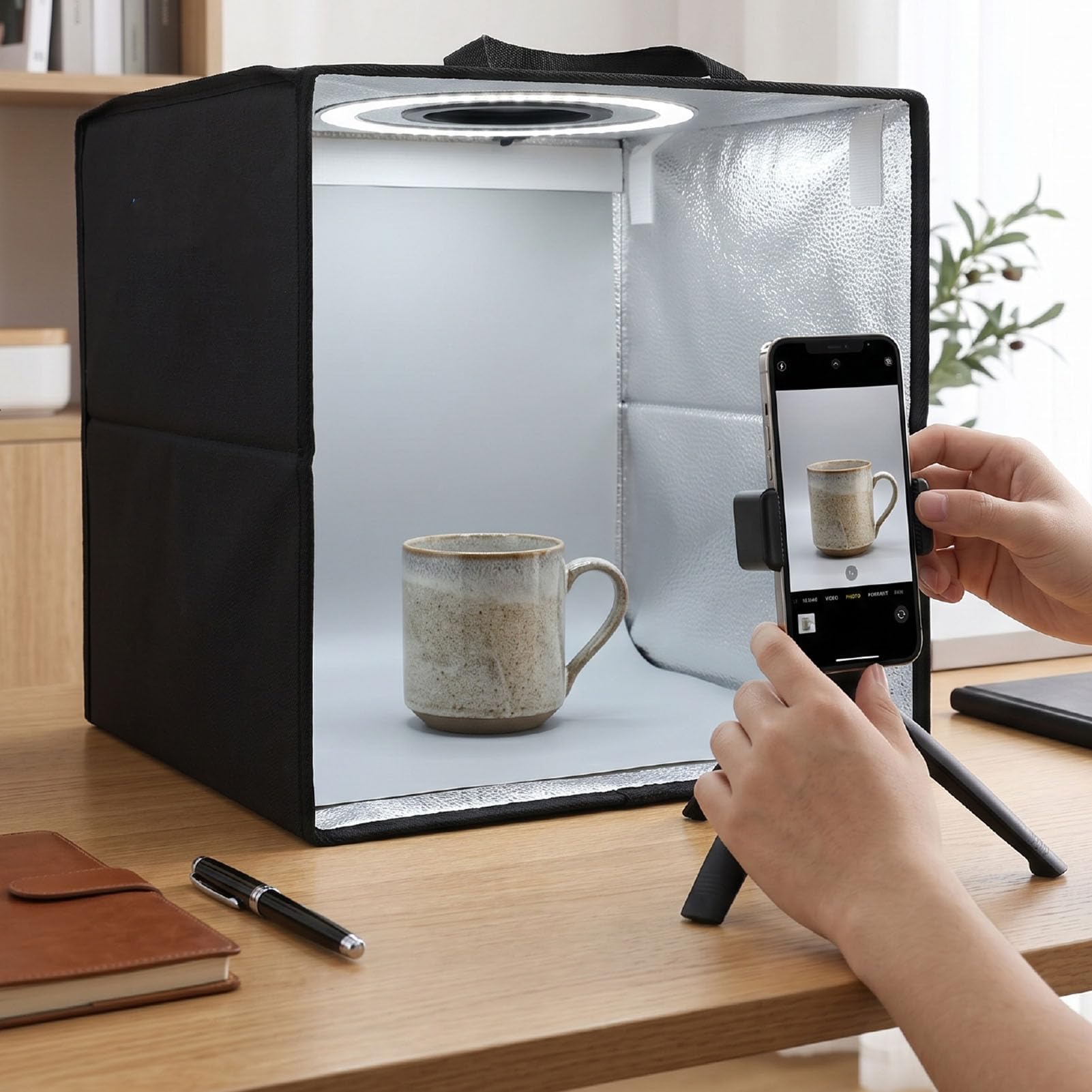 Caja de Luz Fotografica de 30x30x30 Cm para Propietarios Pequenos Negocios Que Toman Fotos Productos 120 LED Regulables Proporcionan Iluminacion Brillante y Uniforme