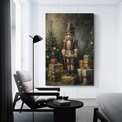 Miniatura 2 de FUCMI Juguete de cascanueces de madera, arte de pared de Navidad, lienzo vintage, póster de impresión artística para el hogar, escuela, oficina, sin