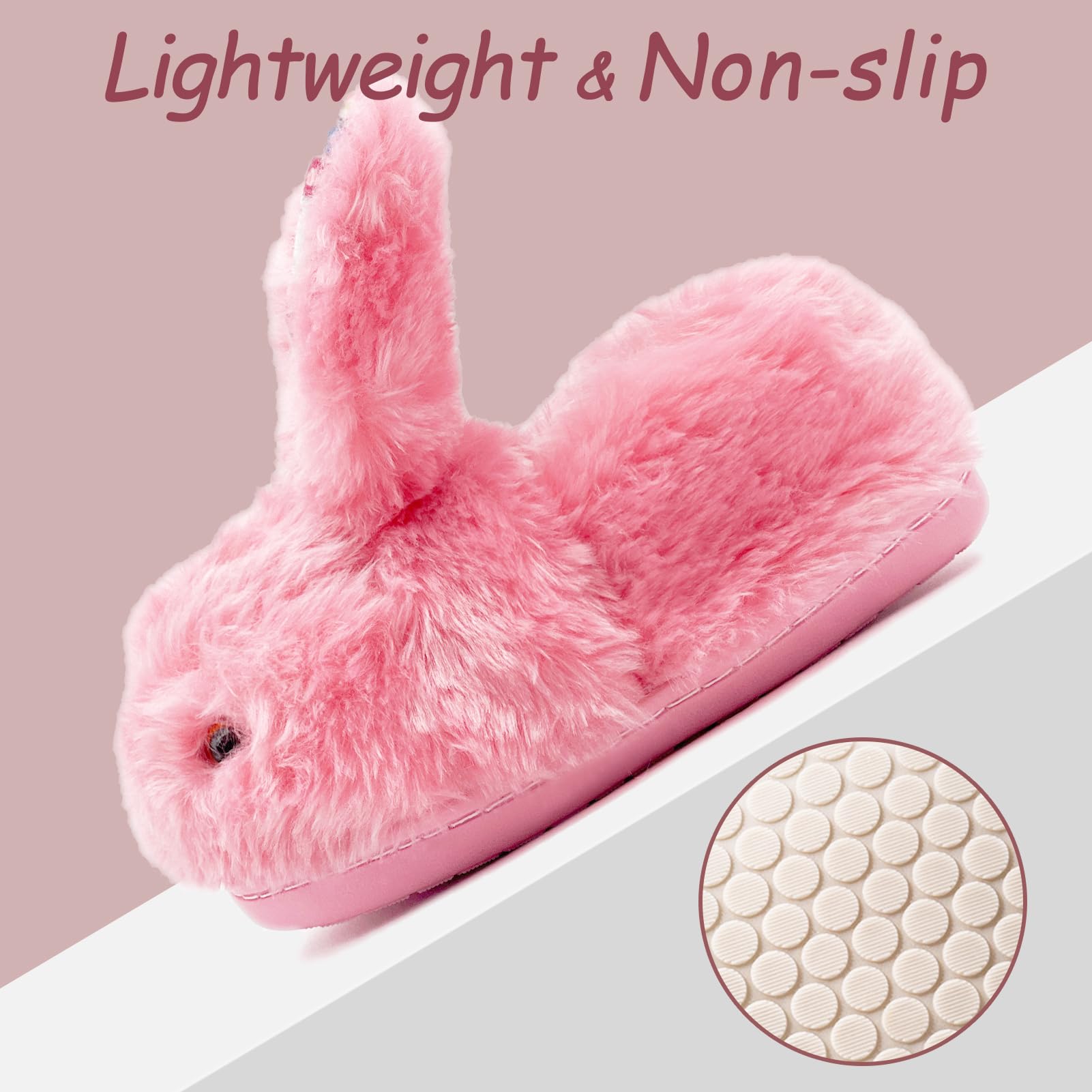 Duovodu Toddler Slippers Girls Boys Kids Bunny House Slipper Winter Cute Rabbit Slippers Warm Soft Plush Fuzzy Slippers Indoor Non-Slip Animal Cartoon Slippers