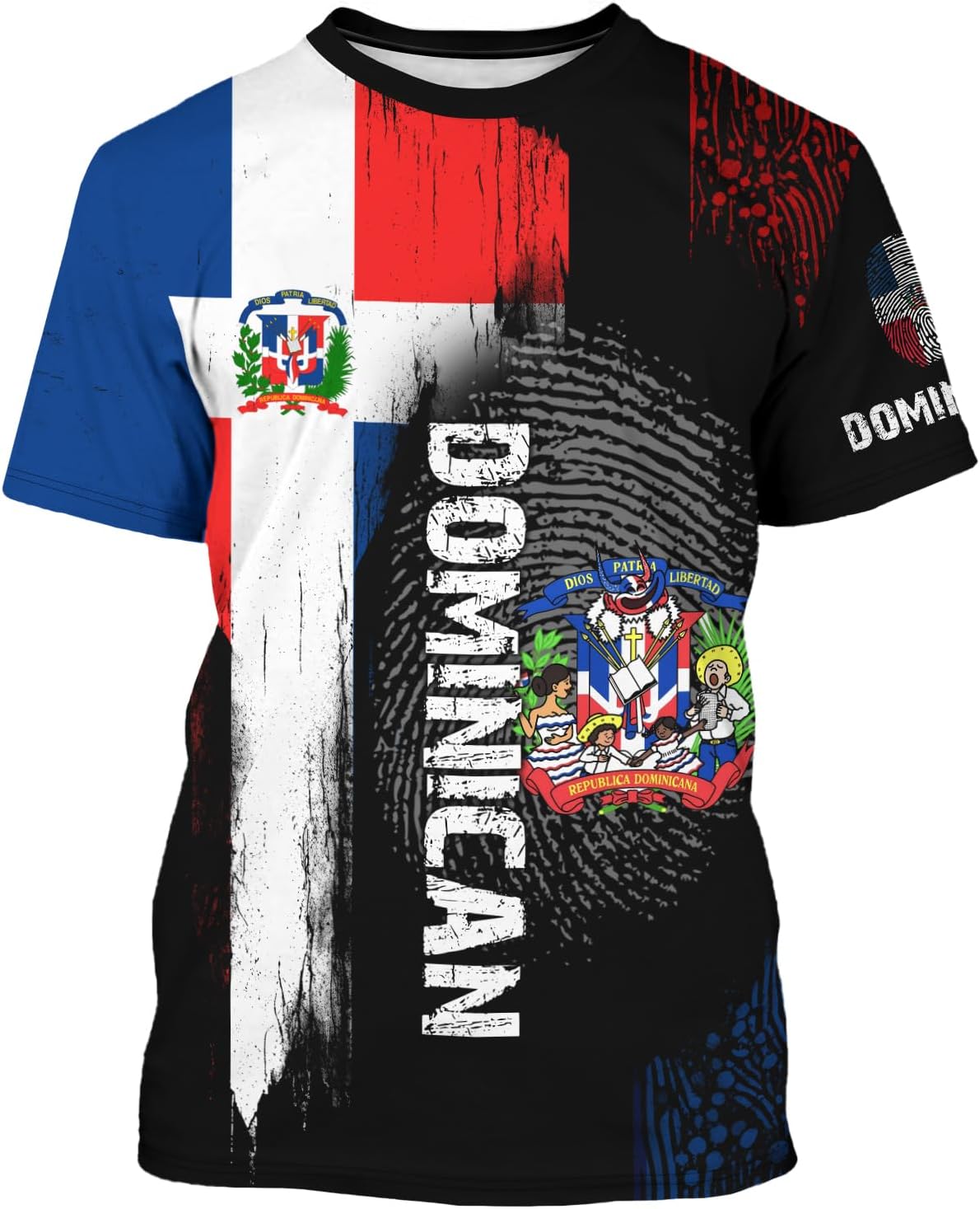 Dominican Flag T-Shirt Dominican Emblem Tee Printed Crewneck Short Sleeve Casual Sports Top Jersey Unisex