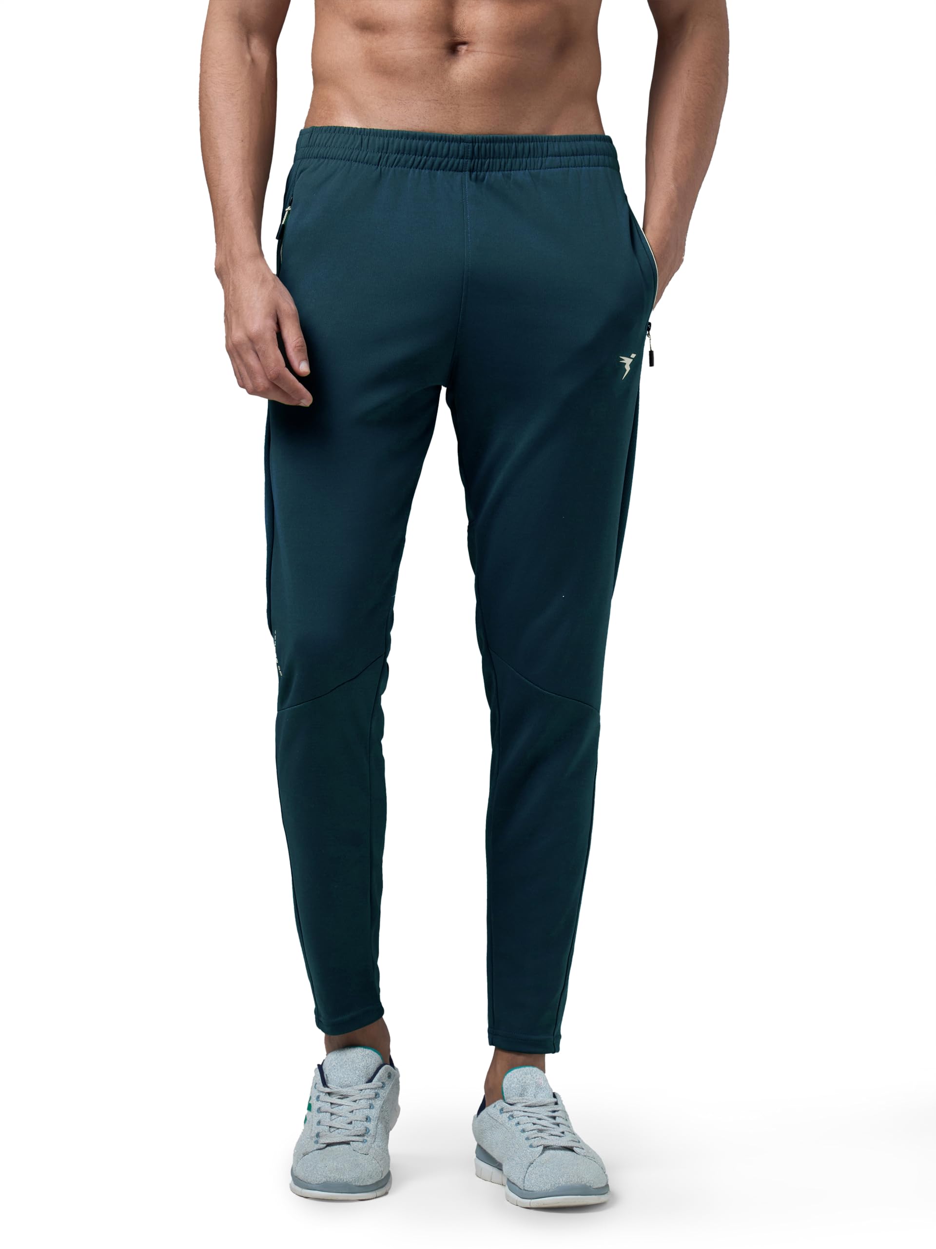 Men's Solid Slim Fit Techno Dry Trackpants Drawstring 2-Pocket Polyester Joggers for Gym Running Workout UPF50+ Anti Odour-image-45