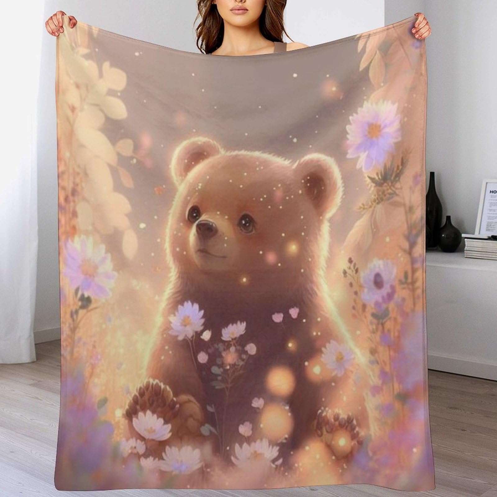Couverture motif Little Ours impression 3D en polaire de flannel pour linge de lit et couvre-lit