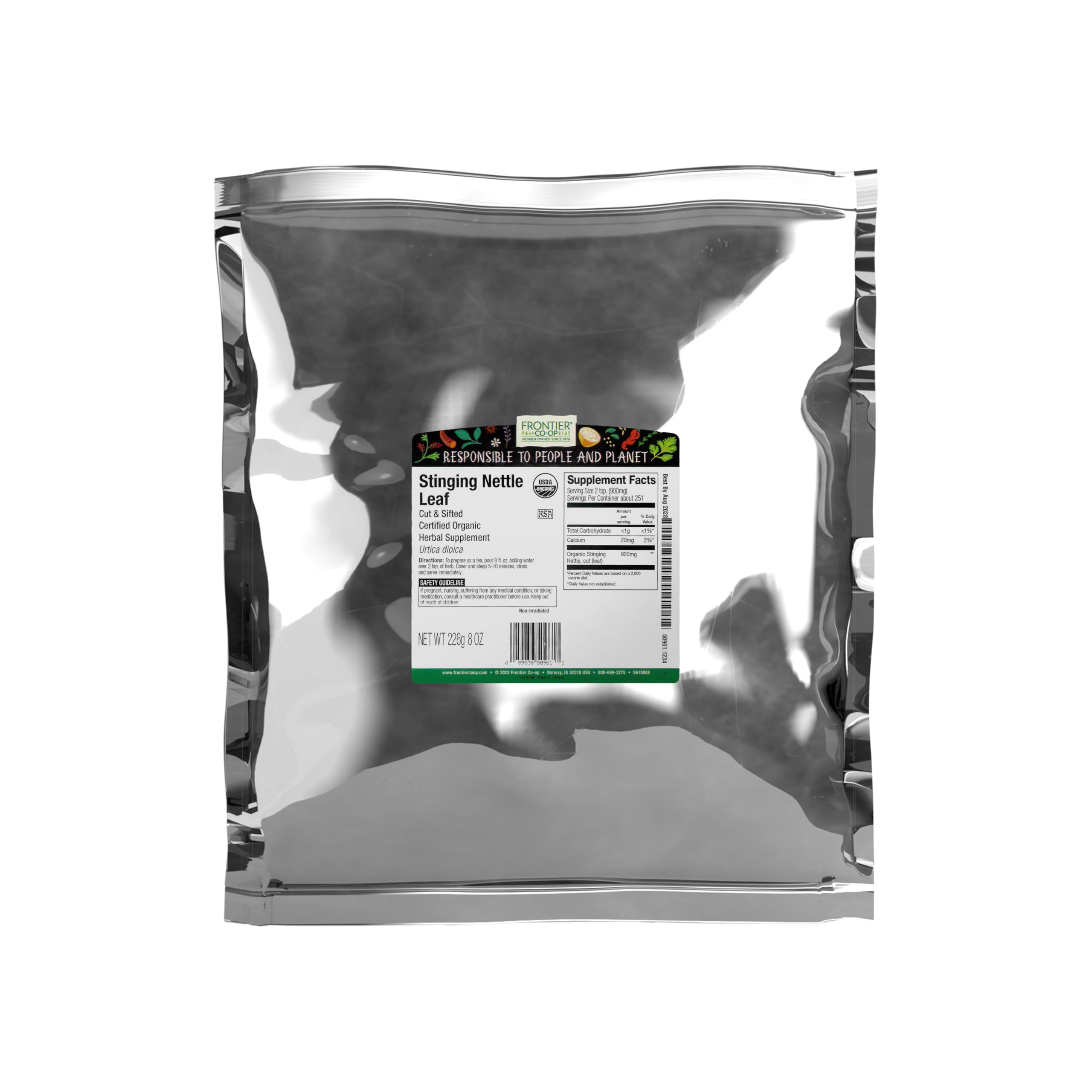 Frontier Co-op Stinging Nettle Leaf, Cut and Sifted - for Teas, Soups, Smoothies and Stir Fry - Kosher | 8 Ounce (Pack of 1)