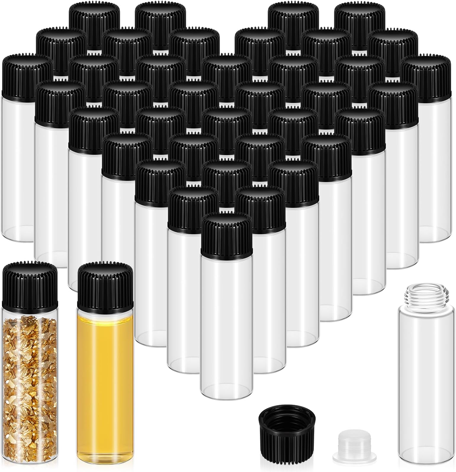 Lallisa 80 Pcs 7 ml Small Glass Vials with Screw Caps and Plastic Stopper Anointing Oil Sample Clear Bottles Leakproof for Liquids Aromatherapy Fragrance Lightweight Perfume Travel