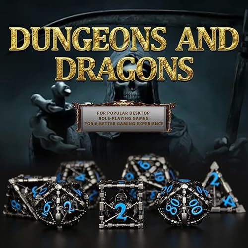 Miniatura 10 de Dados de metal D6, juego de dados de 6 caras de 0.630 in, juego de 6 dados ZHOORQI con temática tecnológica, nuevos dados de líneas conceptuales