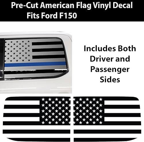 Miniatura 4 de BOGAR TECH DESIGNS Precut Side Window American Flag Vinyl Decal Sticker Compatible with Ford F-150 F150 2015-2024, Thin Blue Line