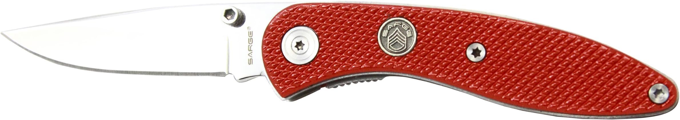 Sarge Knives SK-900RD Stinger Knife with 2-1/2-Inch Stainless Blade with Red Diamond Cut Pattern Aluminum Handle and Pocket Clip