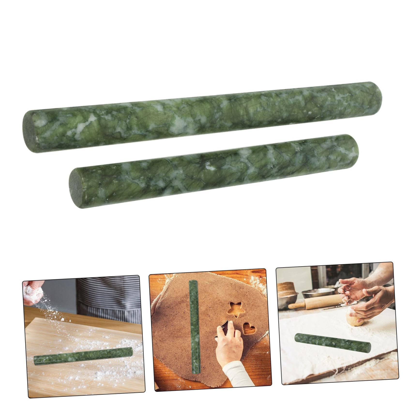 GALPADA Rouleau à Pâtisserie en Jade Antiadhésif Ensemble de 2 Rouleaux 26 Cm et 21 Cm pour Pâte à Nouilles, Raviolis et Pâtisserie Texturée Solide et Ergonomique, Usage Cuisine Familiale