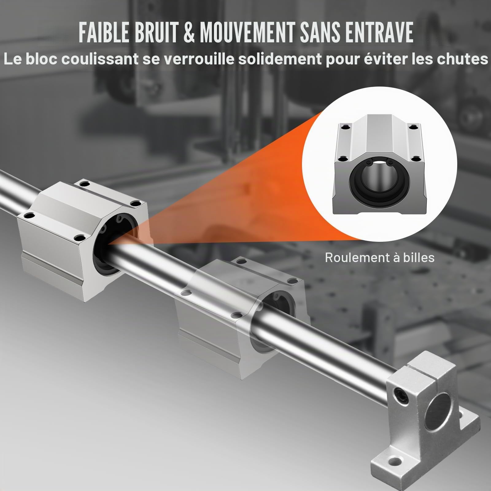 VEVOR Ensemble de rails de guidage linéaire, SFC20 1200 mm, 2 rails de guidage SFC20 39,4 po/1000 mm, 4 blocs coulissants SC20, 4 supports de rail, rails linéaires et kit de roulements pour machines a
