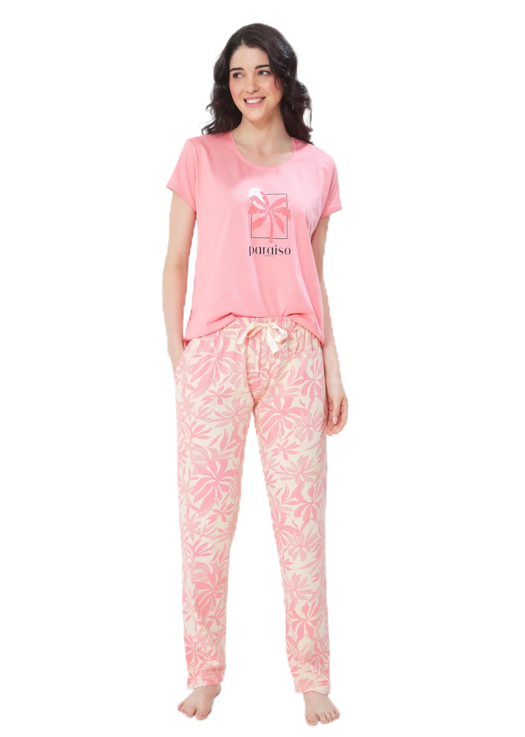 Women's Cotton Floral Print Top-Payjama Half Sleeve Nightsuit Set-image-31