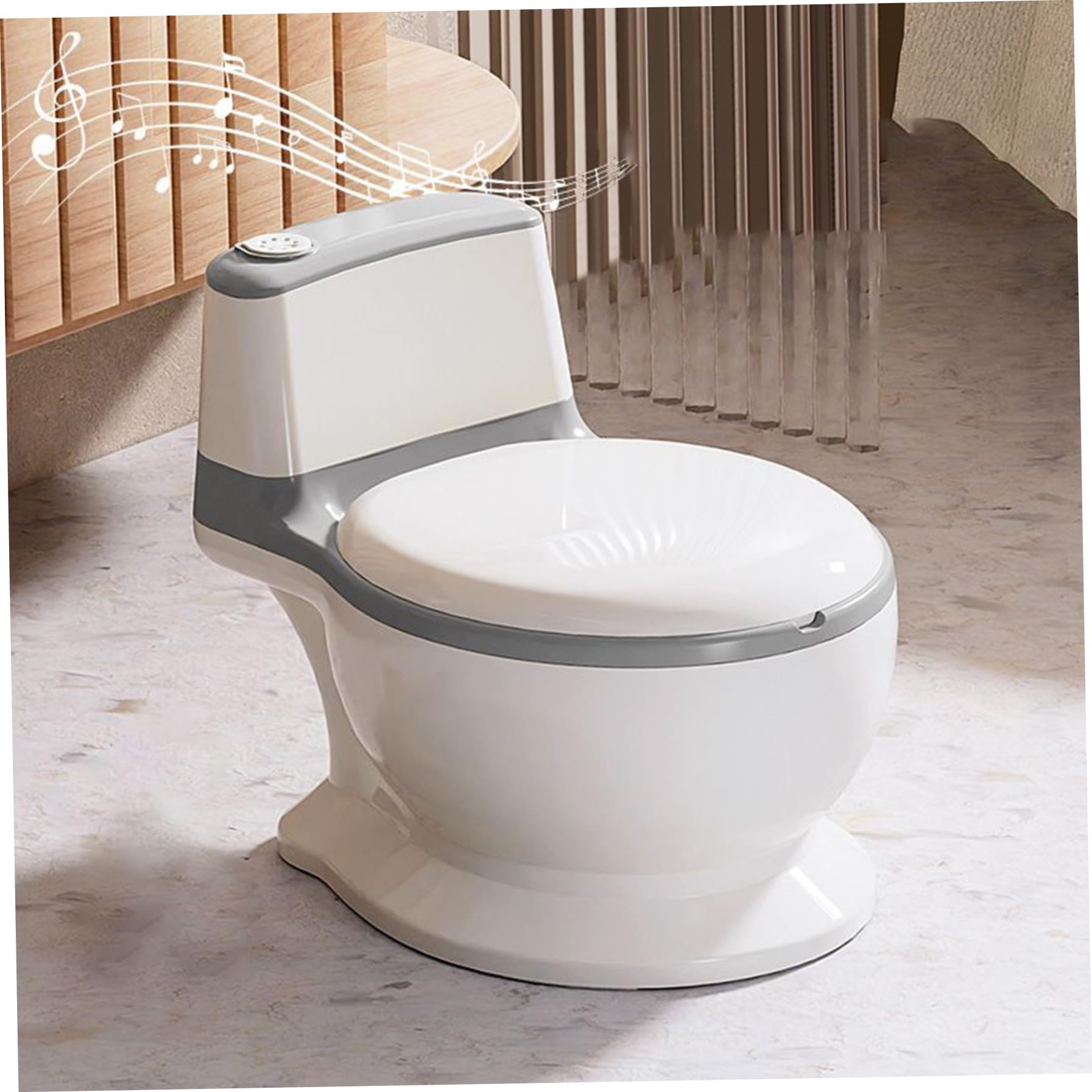 Toilette realistica per usare il vasino per bambini piccoli con suono di scarico, sedile lavabile staccabile e antispruzzo per ragazzi e ragazze, grigio