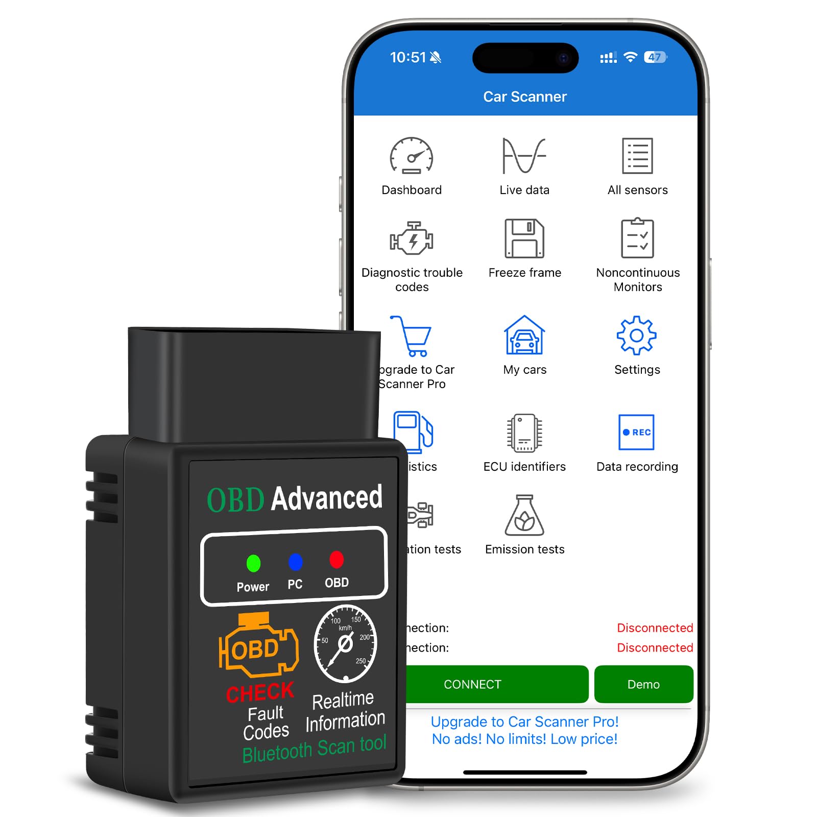 Recensione OBD2 Auto Diagnostica con 10+ Lingue, Bluetooth Diagnosi Auto Scansione dei Guasti del Veicolo, Scanner OBD2 per Auto con Protocolli Multipli per iOS, Android, Windows.