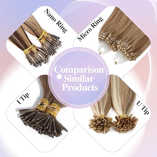 Miniatura 5 de Benehair Extensiones de cabello humano real con punta en U #4P27, castaño medio y rubio oscuro, extensiones de cabello de queratina de 16 pulgadas,