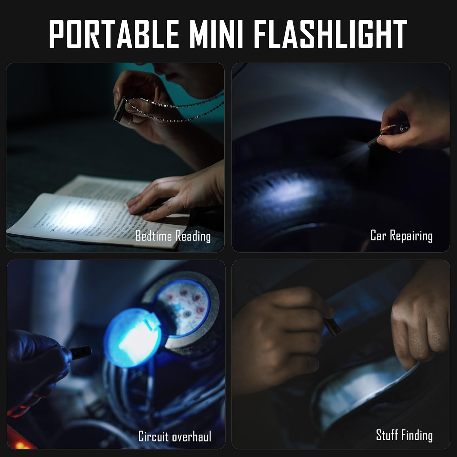 KeyUnity KF00 Titanium Mini Keychain LED Flashlight, 15 Lumens Waterproof Electric Torch Light Handheld Size Single Mode for Camping, Hiking, Climbing, Fishing, Backpacking (Black)