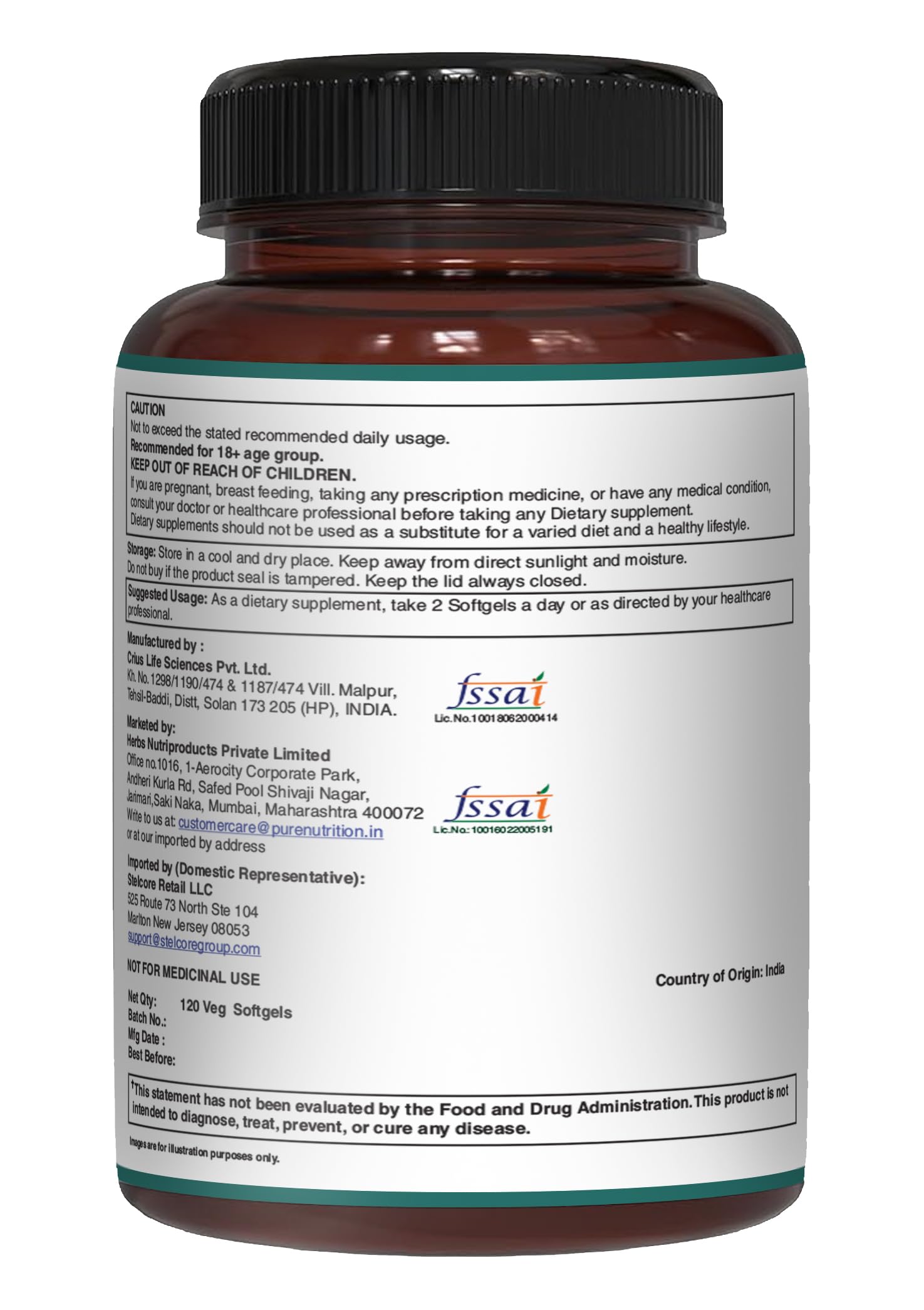 Pure Nutrition Vegan Omega 3-5-6-7-9 | 120 Softgels | 600mg per Serving of 2 Softgels | Multi Omega Supplement for Overall Health| Gluten Free — Amazon image 6