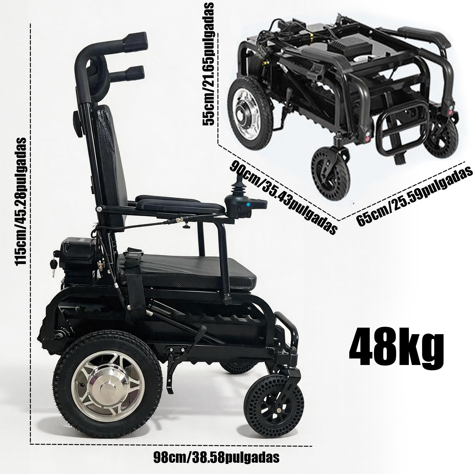 Silla de Ruedas Eléctrica Plegable para Subir Escaleras,Silla de Ruedas para Subir Escaleras,Silla de Ruedas Eléctrica Todo Terreno Controlada a Distancia,Tres Motores,Subir y Bajar Escaleras