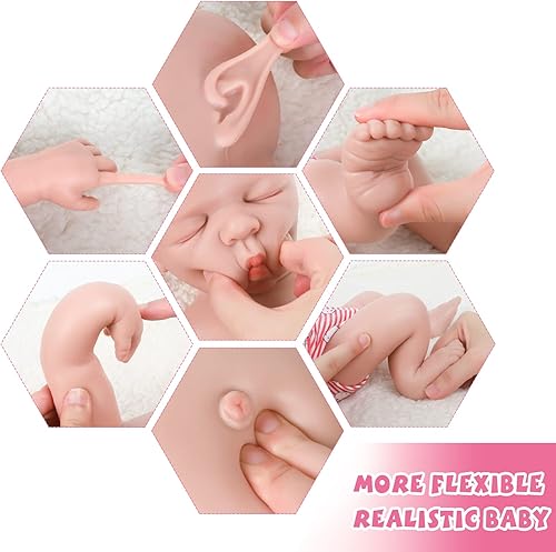 Miniatura 3 de IVITA Muñeca Reborn de silicona de cuerpo completo de 17 pulgadas, no muñecas de material de vinilo, muñeca de silicona platino, muñeca realista de