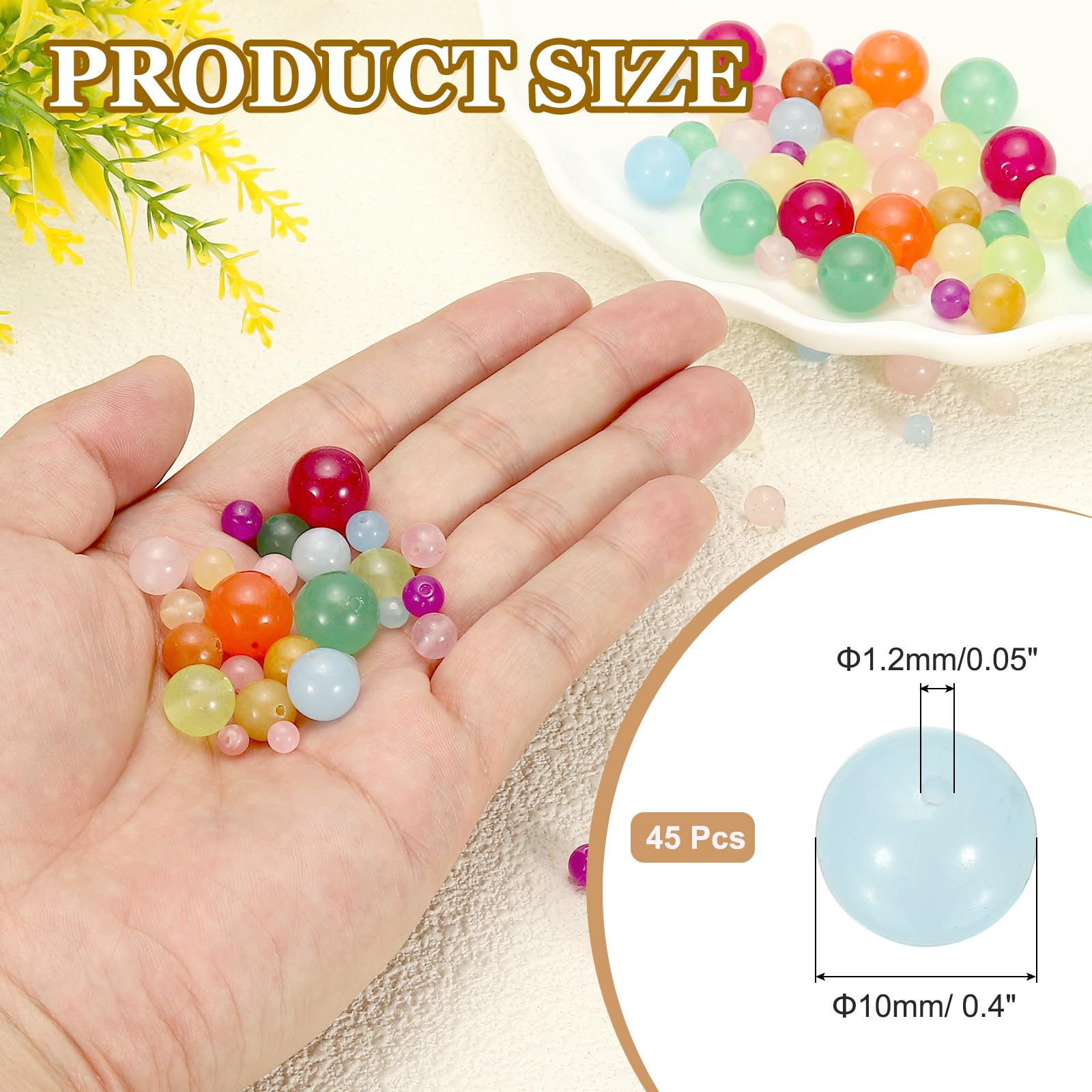 PATIKIL 45 Pcs 10mm Multicolor Aventurine Beads - Image 2