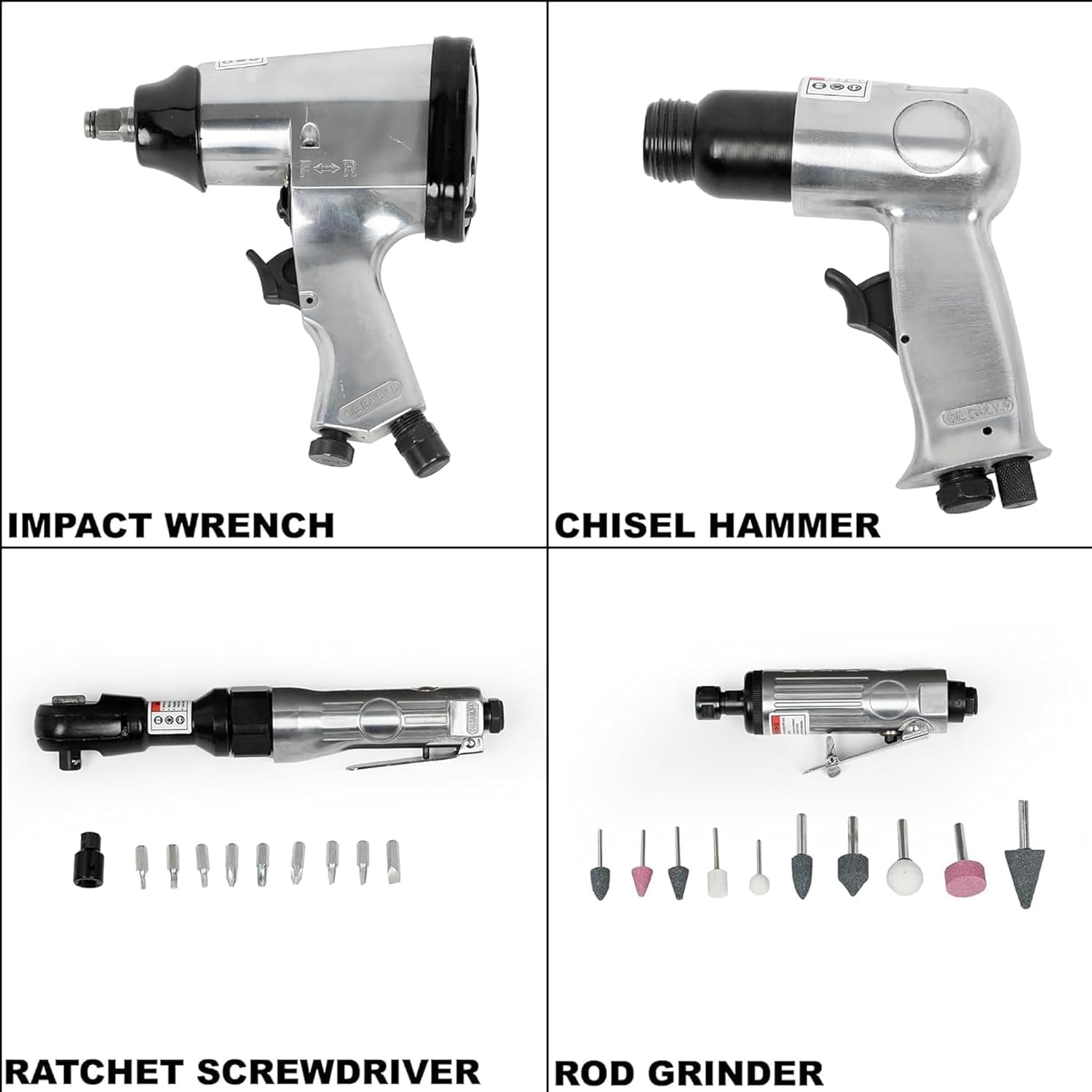 71 Piece Air Tool and Accessories Kit, Impact Wrench, Air Ratchet, Die Grinder, Aire Hammer, Hose Fittings, Storage Case for Garage, Repair Shop
