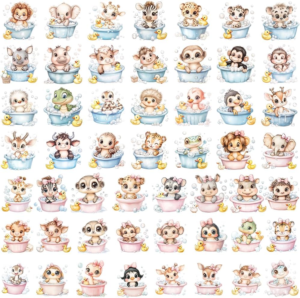 SAI 52 Pcs Birthday Animal Character Stickers, Premium Design for Waterproof Vinyl Decals for Water Bottle, Laptop, Phone, Skateboard, Diary for Kids, Teens, Boys and Girls, Adults